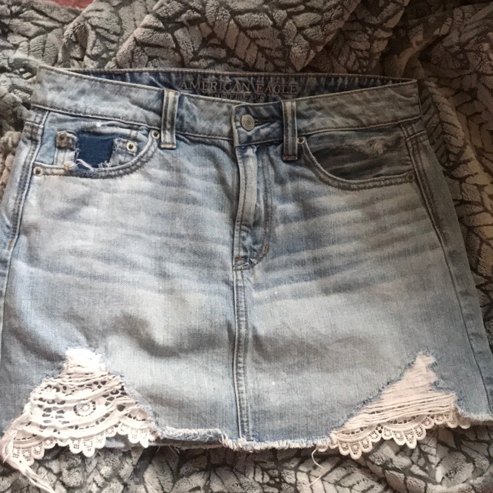 american eagle distressed jean skirt